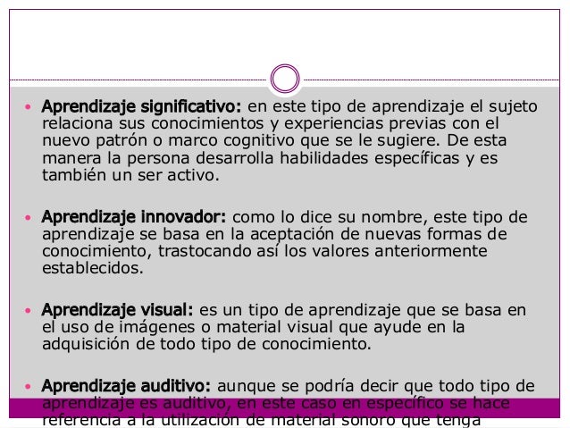Tipos De Aprendizaje En Psicologia