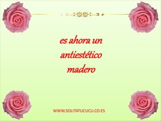 es ahoraun
antiestético
madero
WWW.SOLITATUCUCU.CO.ES
 