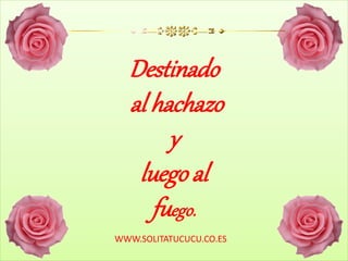 Destinado
al hachazo
y
luego al
fuego.
WWW.SOLITATUCUCU.CO.ES
 