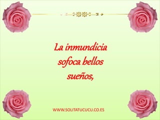 La inmundicia
sofoca bellos
sueños,
WWW.SOLITATUCUCU.CO.ES
 
