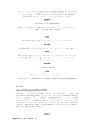 Guión (cortometraje) “El arca de madera”  