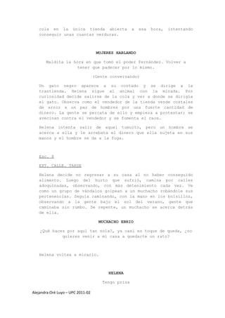 Guión (cortometraje) “El arca de madera”  