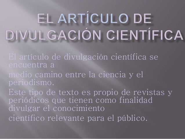 El artículo de divulgación científica