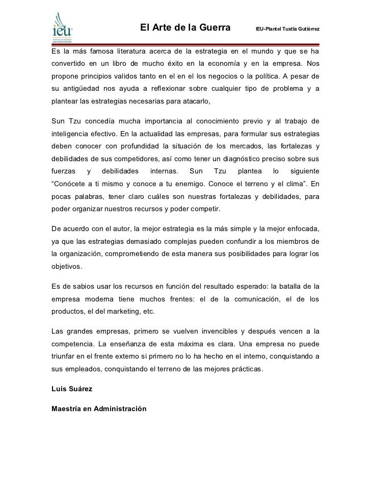 Ensayo El Arte de la Guerra