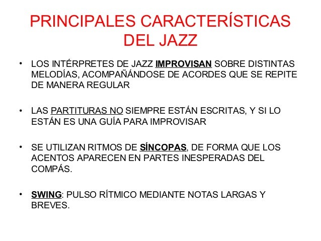 caracteristicas del jazz