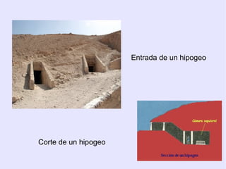 Entrada de un hipogeo 
Corte de un hipogeo 
 