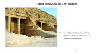 Tumba excavada de Beni Hasam
Las tumbas adoptan formas diversas:
primero se hacen en forma de L y
después se trazan rectilíneas
 