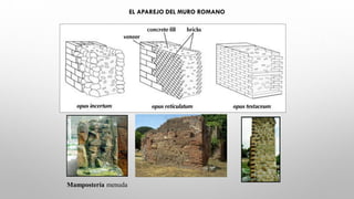 EL APAREJO DEL MURO ROMANO
Mampostería menuda
 