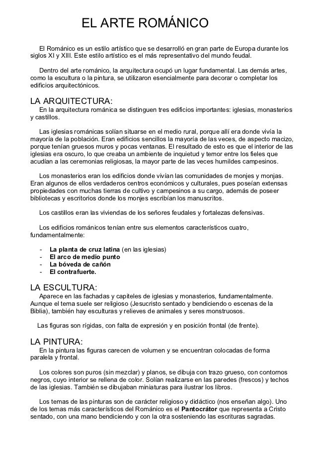 Sencillo Resumen Arte Románico
