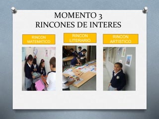 MOMENTO 3
RINCONES DE INTERES
RINCON
MATEMATICO
RINCON
LITERARIO
RINCON
ARTISTICO
 