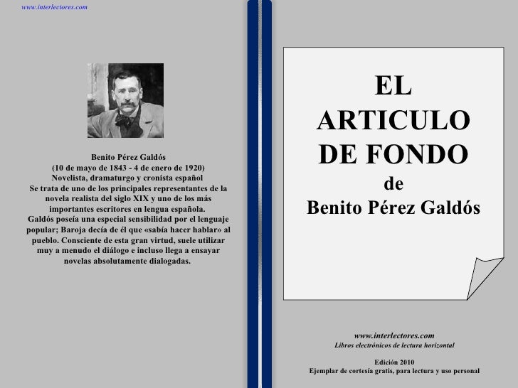 El articulo de fondo de benito perez galdos