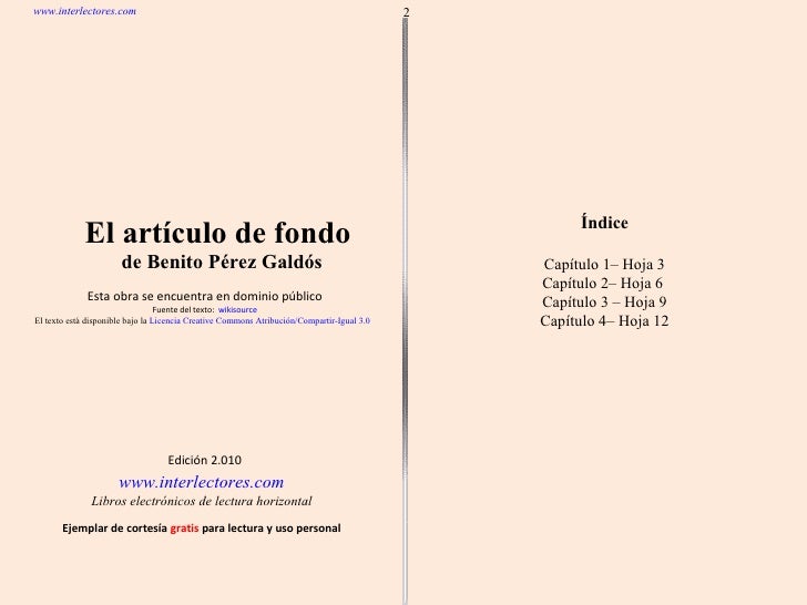 El articulo de fondo de benito perez galdos