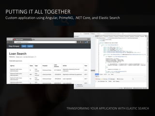 TRANSFORMING YOUR APPLICATION WITH ELASTIC SEARCH
Custom application using Angular, PrimeNG, .NET Core, and Elastic Search...