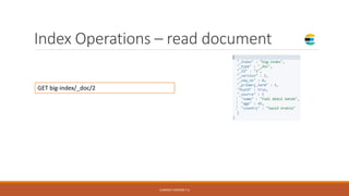 Index Operations – read document
GET big-index/_doc/2
CURRENT VERSION 7.6
 