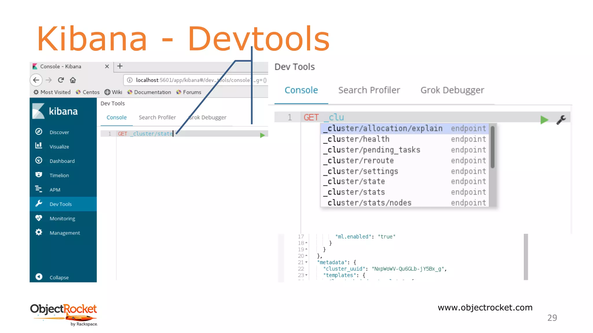 Kibana - Devtools
www.objectrocket.com
29
 