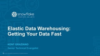1© 2017 Snowflake Computing Inc. All Rights Reserved.
Y O U R D A T A , N O L I M I T S
KENT GRAZIANO
Senior Technical Evangelist
Elastic Data Warehousing:
Getting Your Data Fast
 