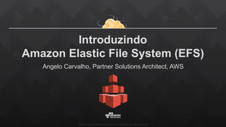 ©2015, Amazon Web Services, Inc. or its affiliates. All rights reserved
Introduzindo
Amazon Elastic File System (EFS)
Angelo Carvalho, Partner Solutions Architect, AWS
 