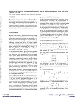 Elastic Green's Theorem Preprocesing for On-Shore Internal Multiple Attenuation - Arthur Weglein 