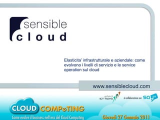 Elasticita’ infrastrutturale e aziendale: come evolvonoilivelli di servizio e le service operation sul cloud www.sensiblecloud.com info@sensiblecloud.com 