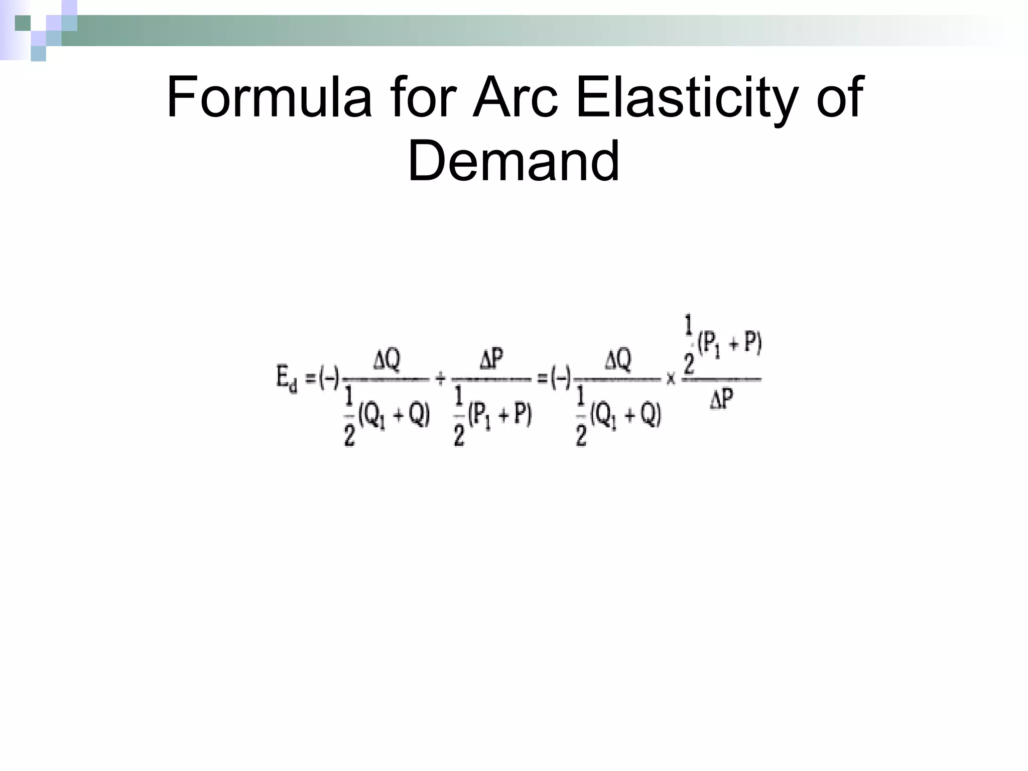Formula for Arc Elasticity of Demand 