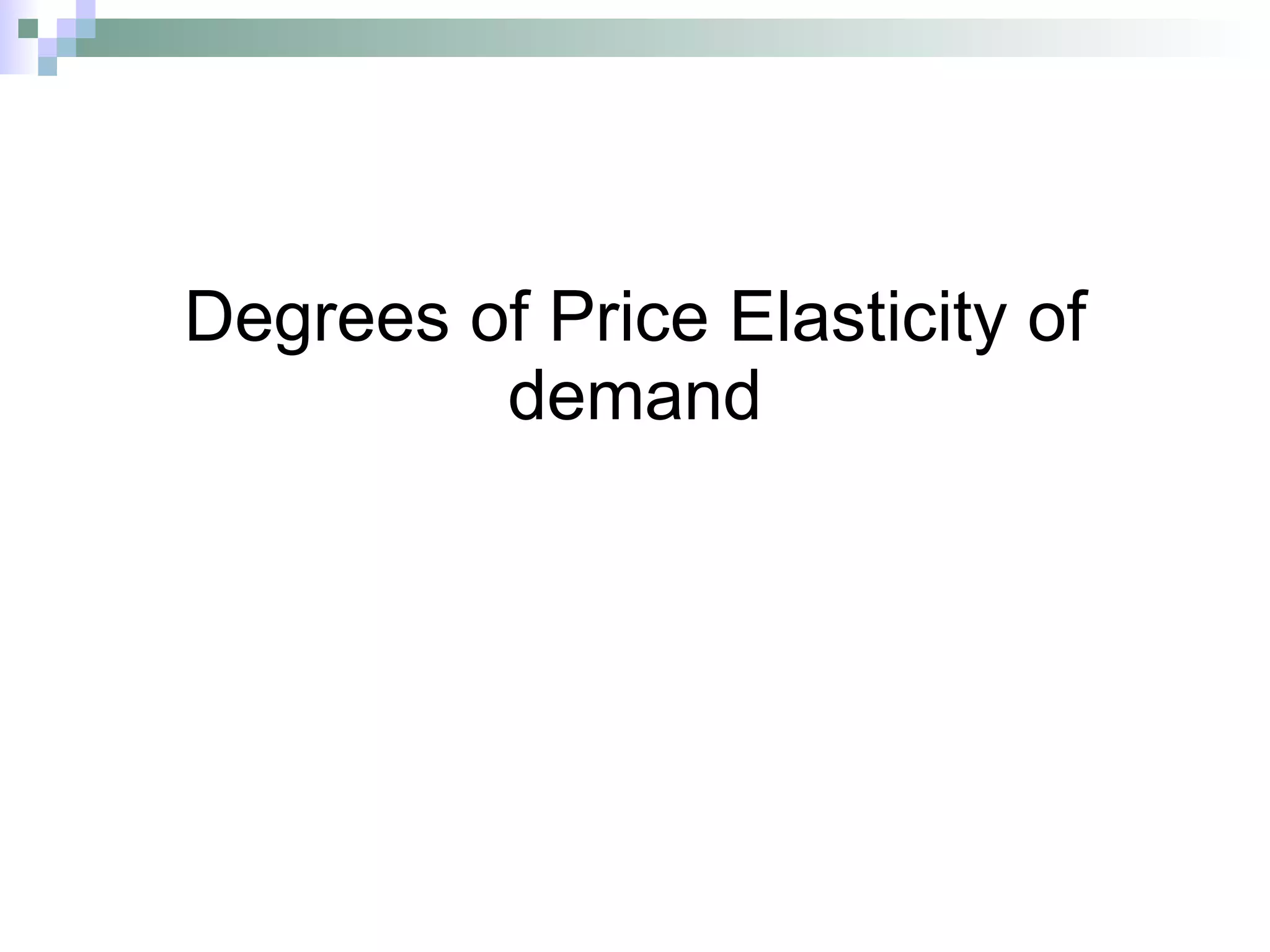 Degrees of Price Elasticity of demand 