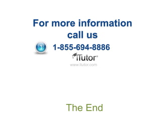 The End
www.itutor.com
For more information
call us
1-855-694-8886
 
