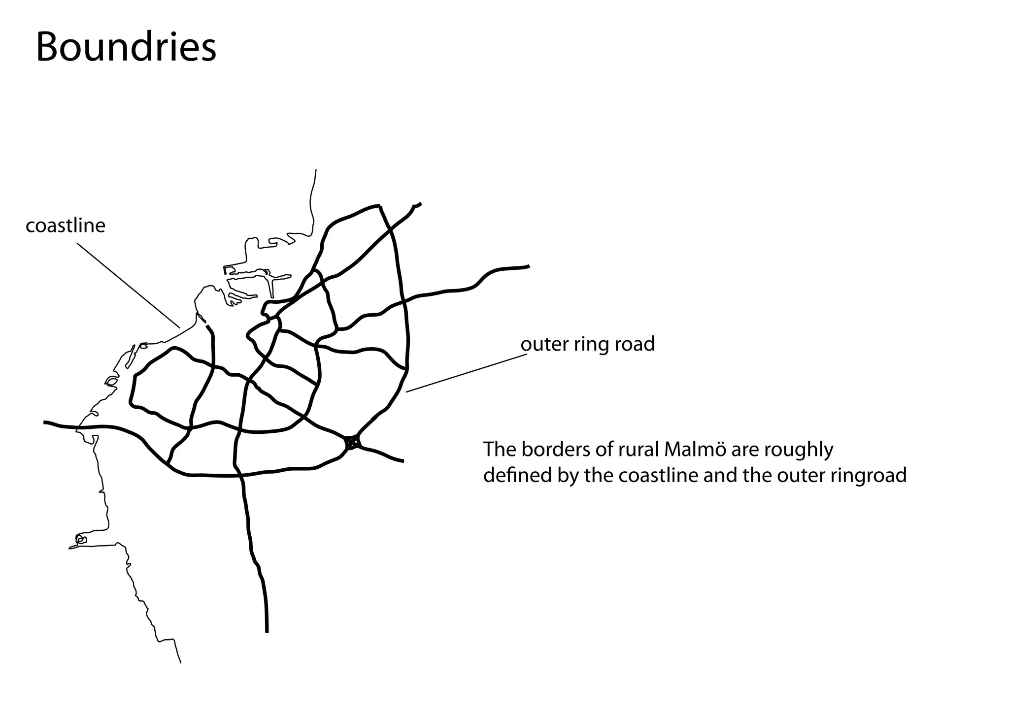 Boundries


coastline




                 outer ring road



             The borders of rural Malmö are roughly
             de ned by the coastline and the outer ringroad
 