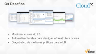 Os Desafios
• Monitorar custos do LB
• Automatizar tarefas para desligar infraestrutura ociosa
• Diagnóstico de melhores práticas para o LB
 