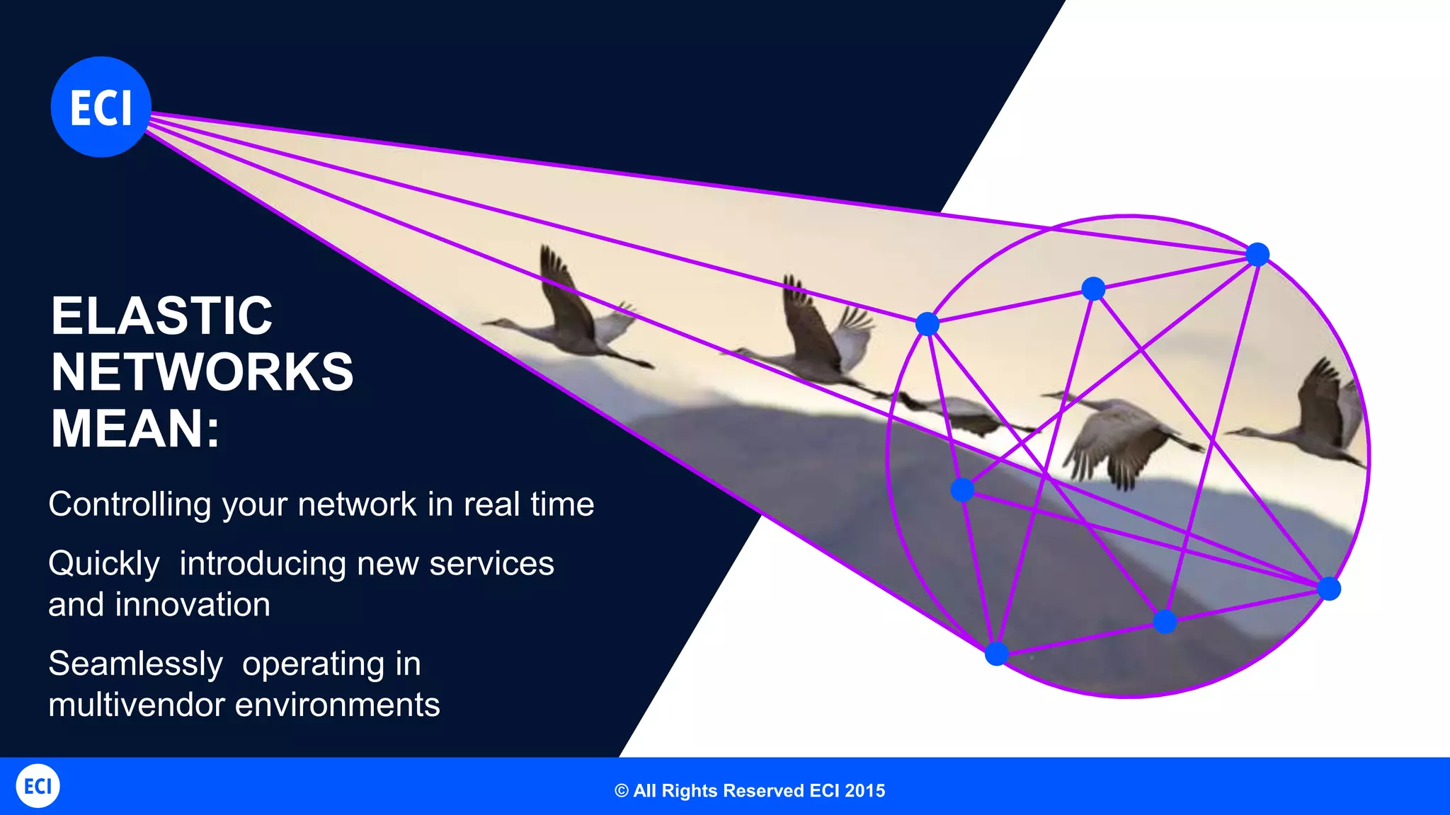 ECI Telecom Proprietary and Confidential 5
ELASTIC
NETWORKS
MEAN:
Controlling your network in real time
Quickly introducing new services
and innovation
Seamlessly operating in
multivendor environments
© All Rights Reserved ECI 2015
 