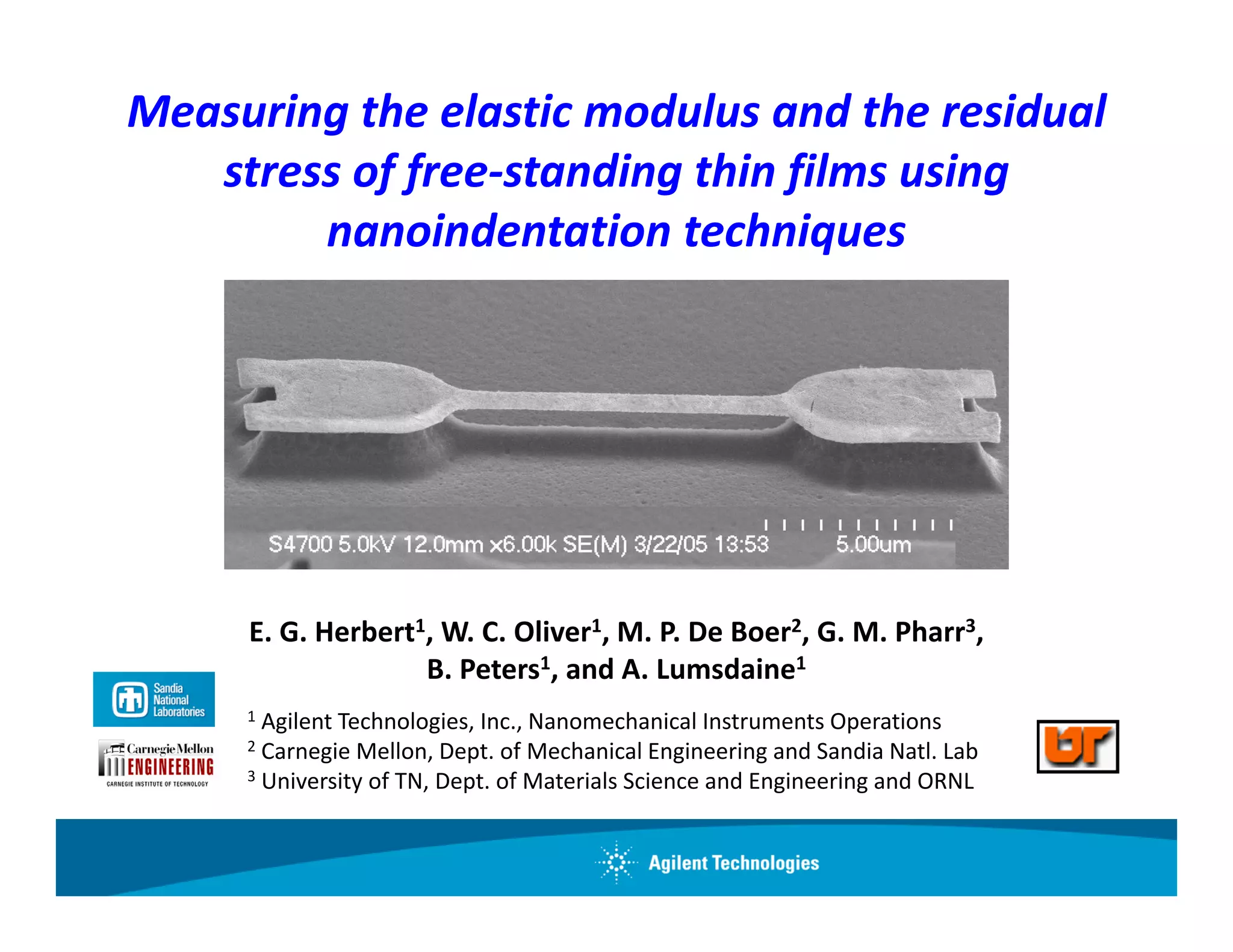 Elastic Modulus And Residual Stress Of Thin Films | PDF
