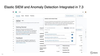 13
Elastic SIEM and Anomaly Detection Integrated in 7.3
 