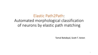 Elastic Path2Path:
Automated morphological classification
of neurons by elastic path matching
Tamal Batabyal, Scott T. Acton
1
 