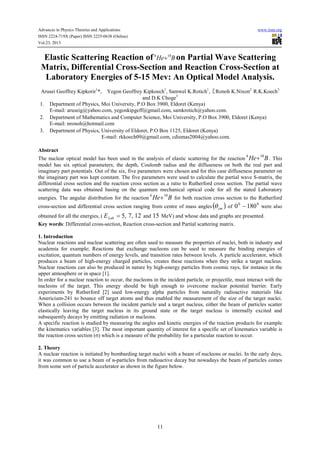 Elastic scattering reaction of on partial wave scattering matrix ...