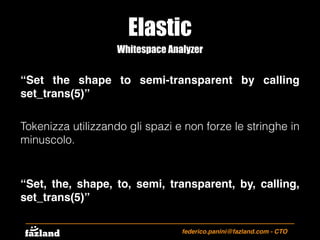 Elastic
federico.panini@fazland.com - CTO
Whitespace Analyzer
“Set the shape to semi-transparent by calling
set_trans(5)”
...