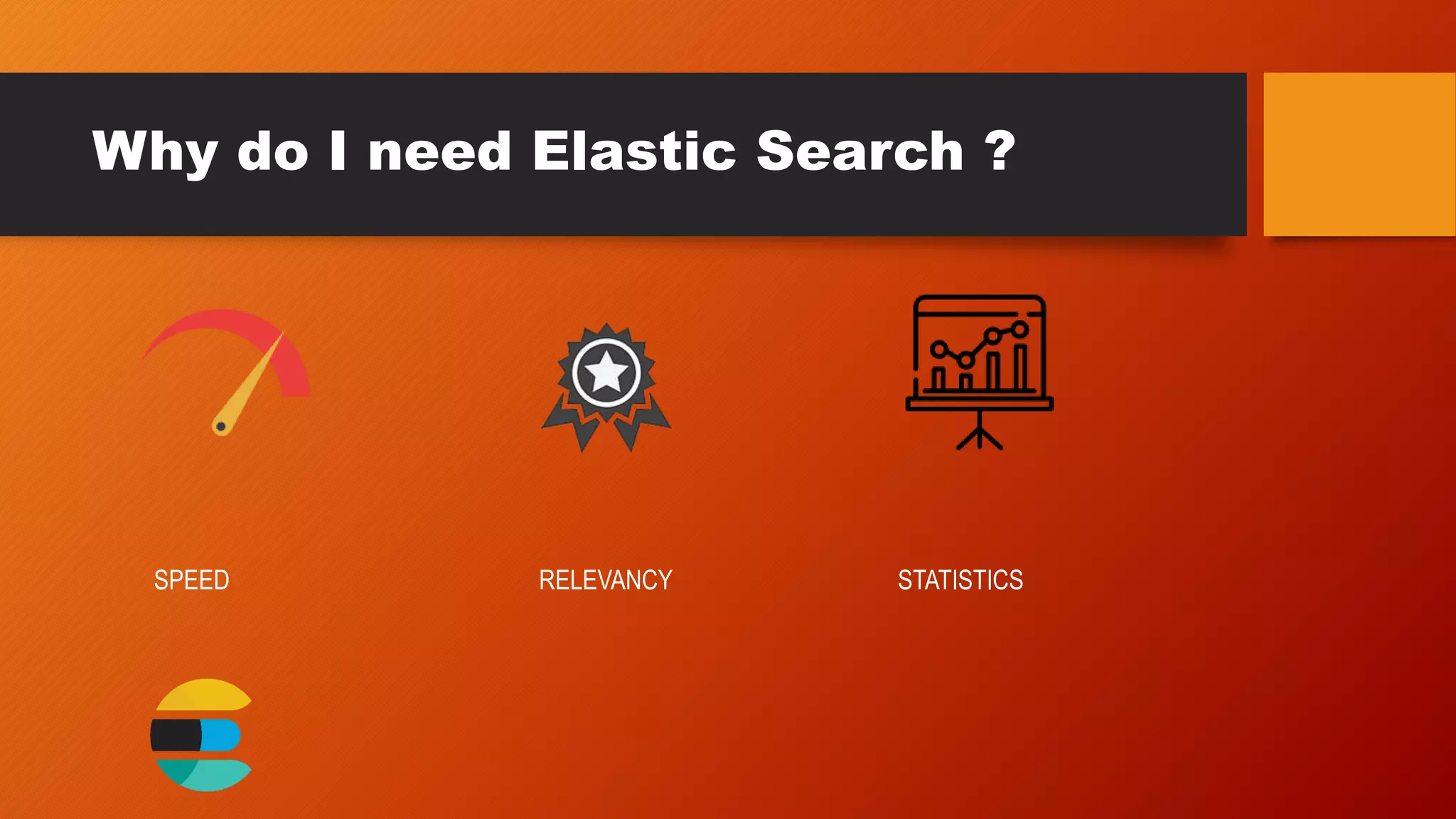 Why do I need Elastic Search ?
SPEED RELEVANCY STATISTICS