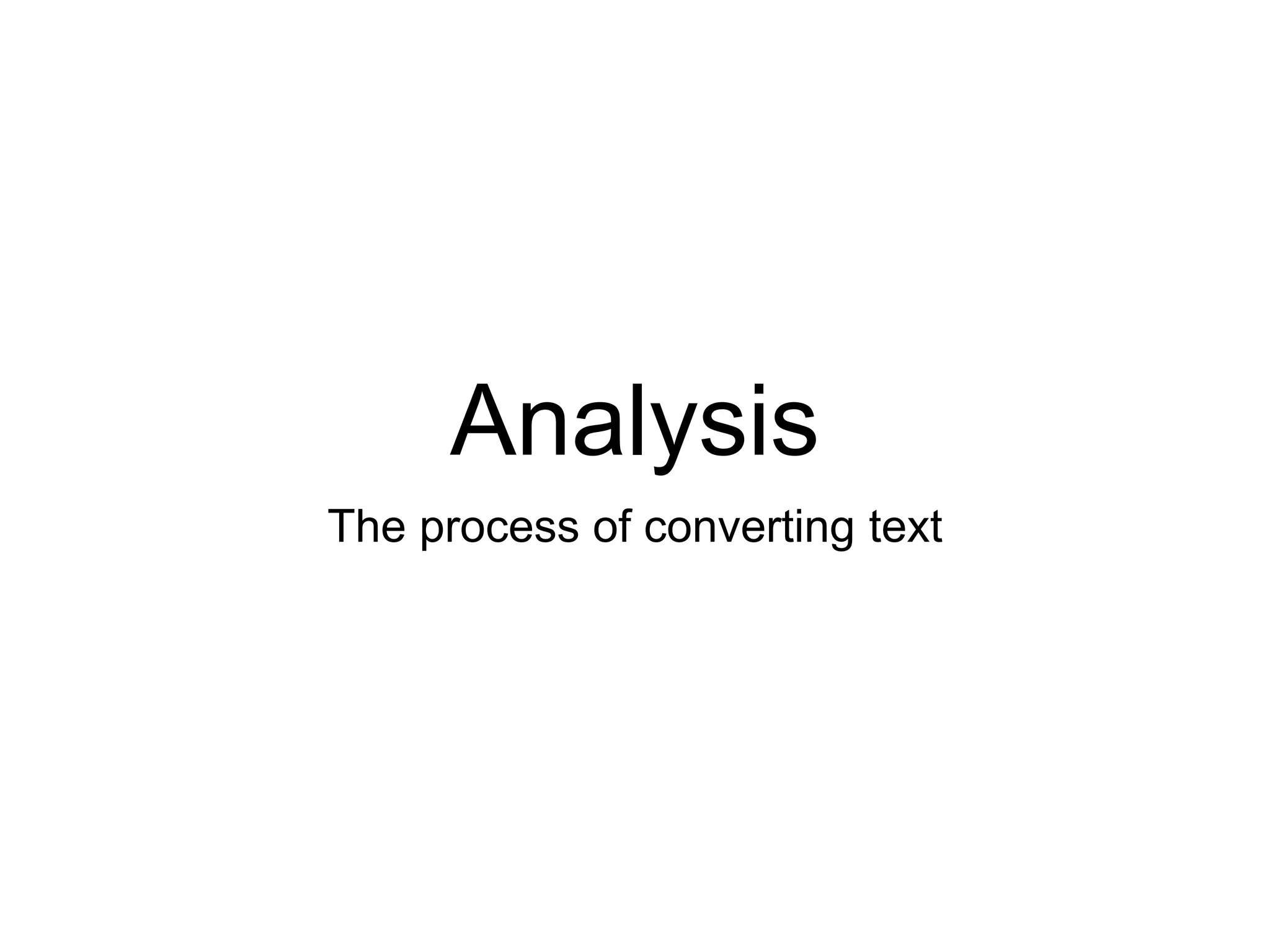 Analysis
The process of converting text