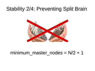 Stability 2/4: Preventing Split Brain
minimum_master_nodes = N/2 + 1
 