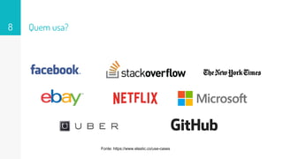 8 Quem usa?
Fonte: https://www.elastic.co/use-cases
 