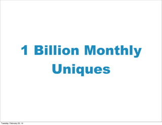 1 Billion Monthly
Uniques

Tuesday, February 25, 14

 