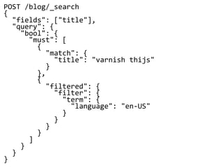 POST /blog/_search
{
"fields": ["title"],
"query": {
"bool": {
"must": [
{
"match": {
"title": "varnish thijs"
}
},
{
"fil...