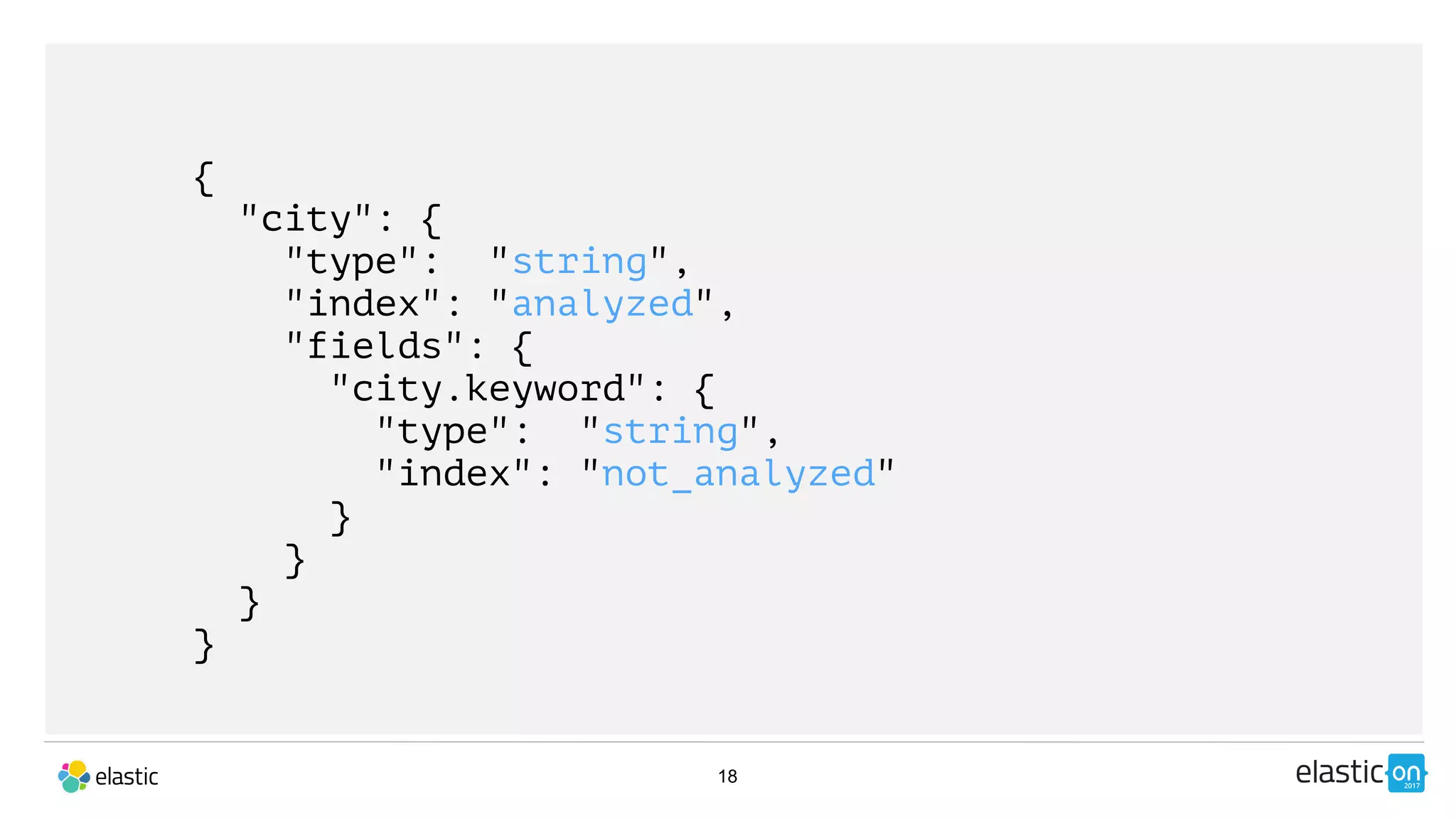 18
{
"city": {
"type": "string",
"index": "analyzed",
"fields": {
"city.keyword": {
"type": "string",
"index": "not_analyzed"
}
}
}
}
 