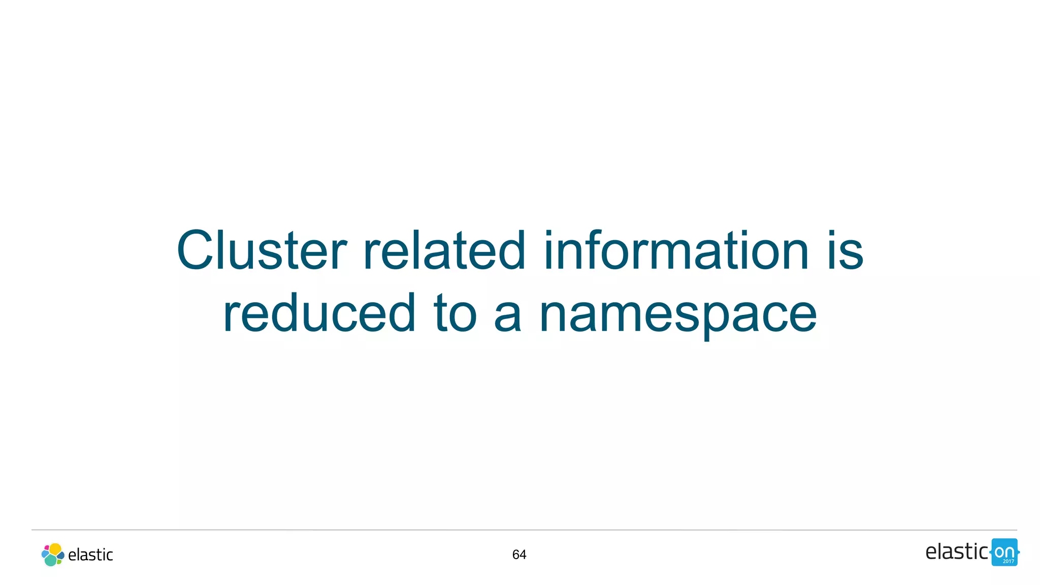 Cluster related information is
reduced to a namespace
64
 