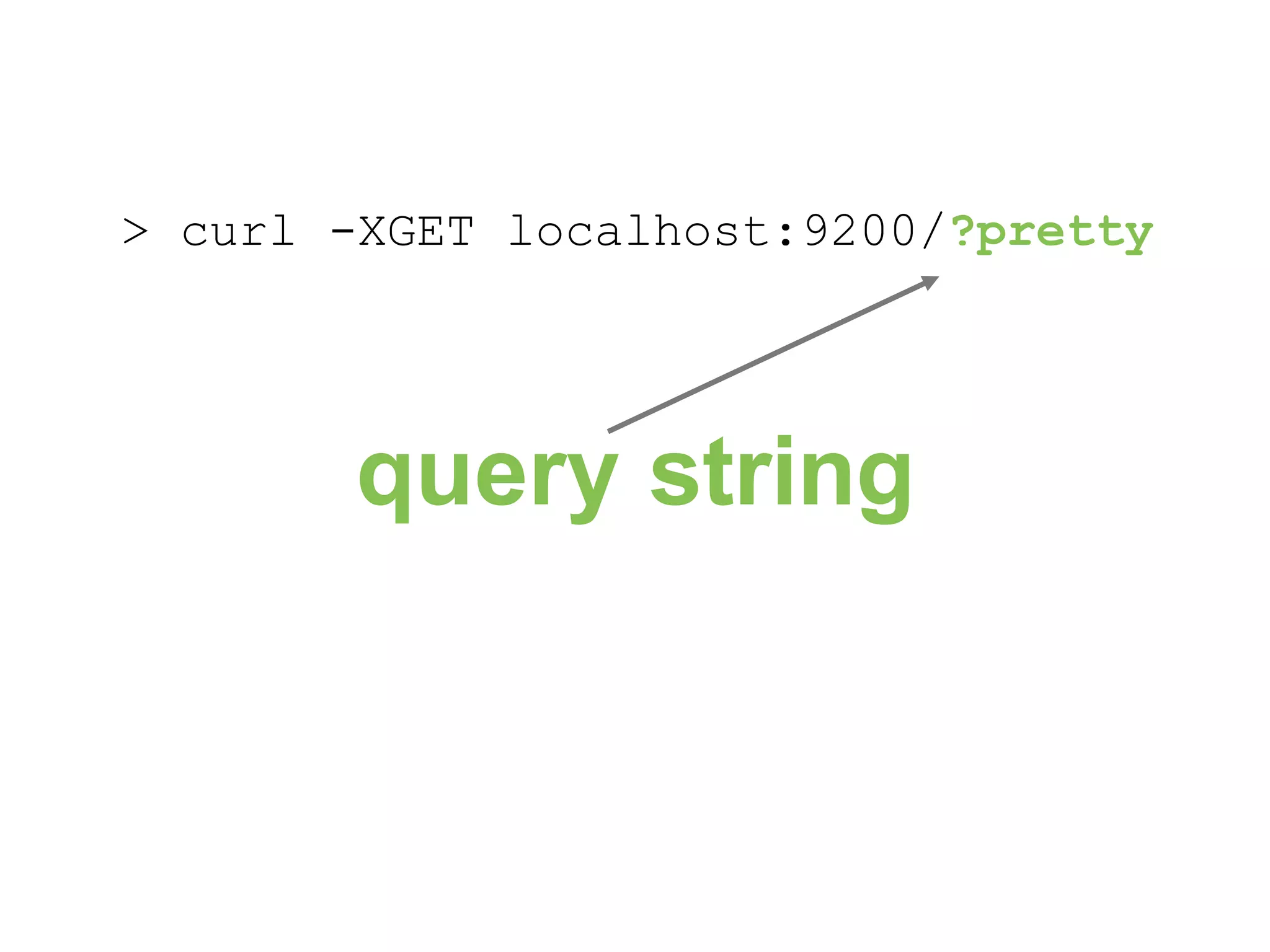 > curl -XGET localhost:9200/?pretty query string 
