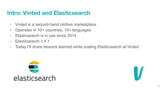 Intro: Vinted and Elasticsearch
- Vinted is a second-hand clothes marketplace
- Operates in 10+ countries, 10+ languages
-...