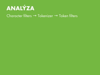 ANALÝZA
Character ﬁlters → Tokenizer → Token ﬁlters
 