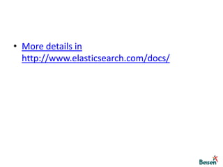 Geo Location and Search1. make your data geo enabled{    "pin" : {        "location" : {            "lat" : 40.12,            "lon" : -71.34        },        "tag" : ["food", "family"],        "text" : "my favorite family restaurant"    }}Find By LocationSortingFaceting … …