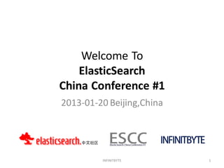 Welcome To
    ElasticSearch
China Conference #1
2013-01-20 Beijing,China




         INFINITBYTE       1
 