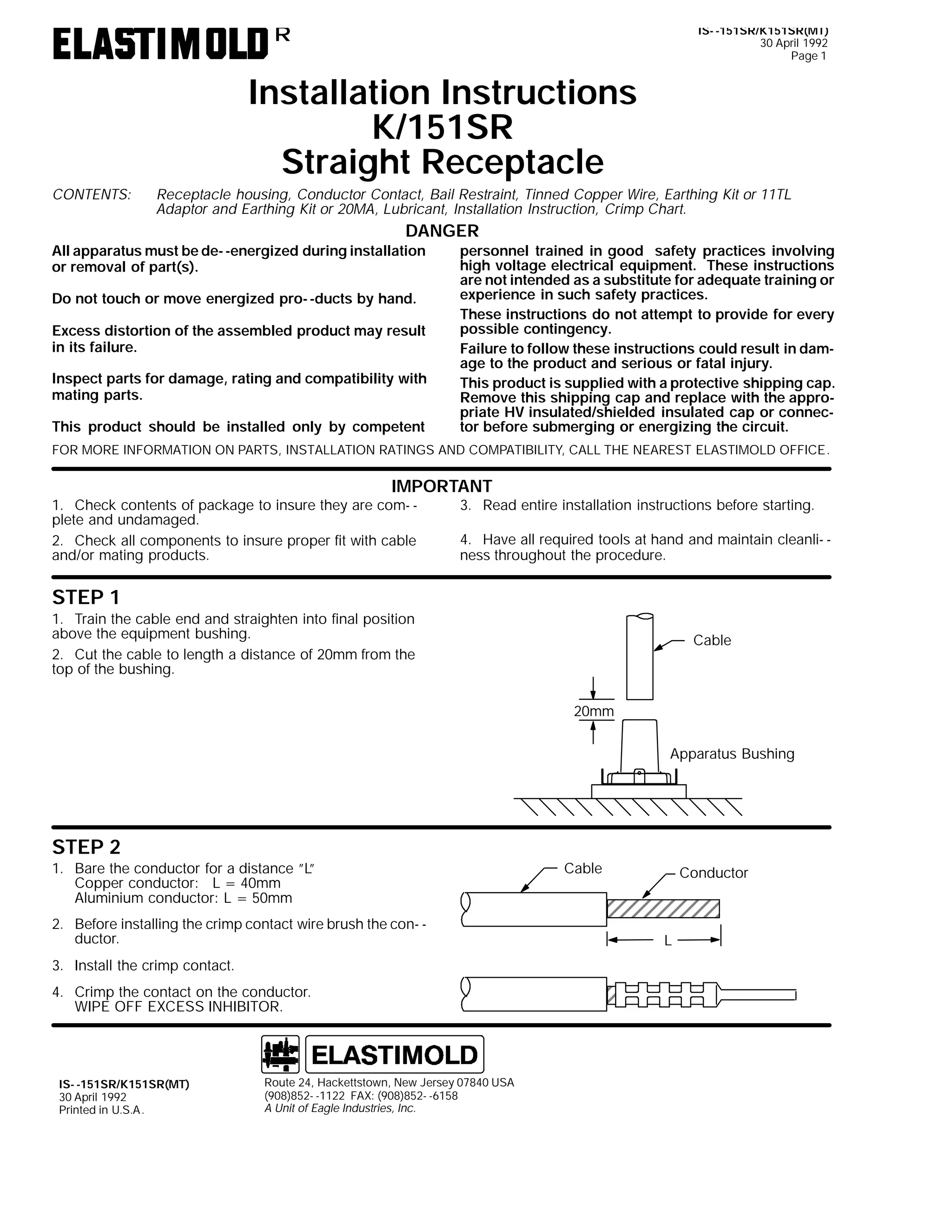 Elastimold Connectors - Loadbreak & Deadbreak Elbow & Bolted Tee Connectors - HV MV - 700 Series