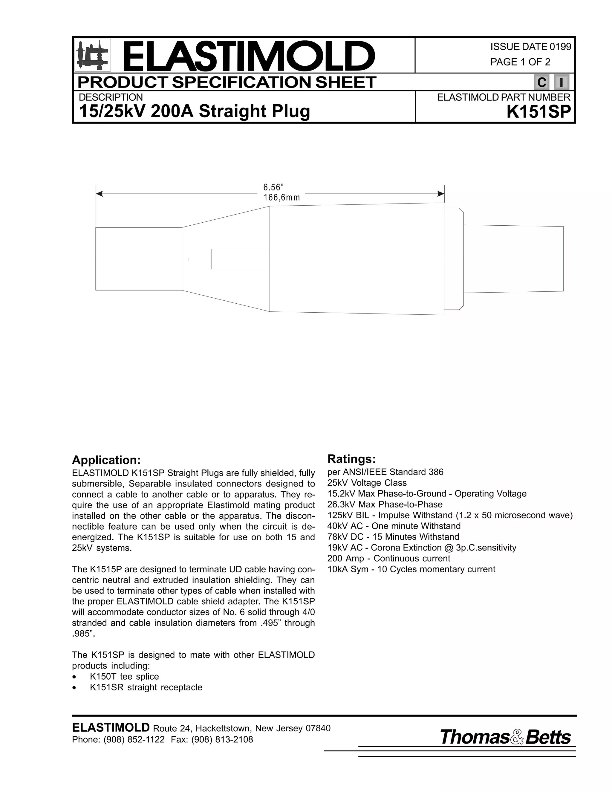 Elastimold Connectors - Loadbreak & Deadbreak Elbow & Bolted Tee Connectors - HV MV - 700 Series