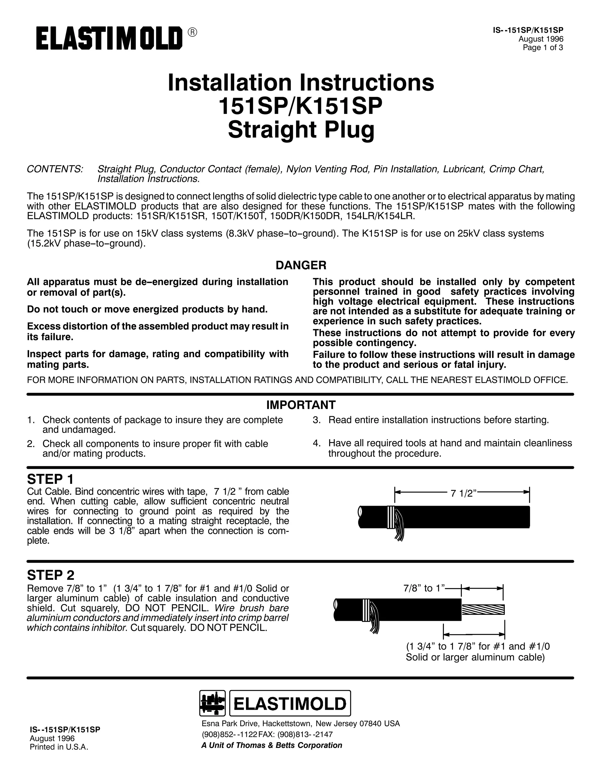 Elastimold Connectors - Loadbreak & Deadbreak Elbow & Bolted Tee Connectors - HV MV - 700 Series